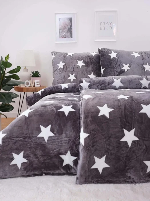 Mikroplyšové povlečení Stars Grey