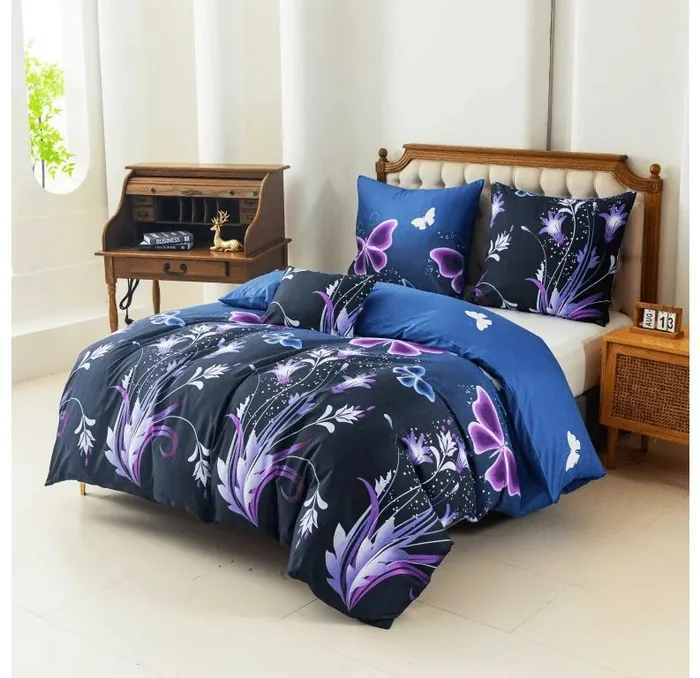 Mikrovláknové povlečení Violet Butterfly modré 70x90/140x220 cm