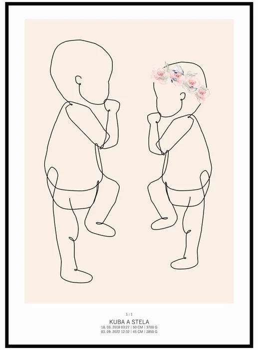 Miminko v životní velikosti – minimalistický plakát 50x70 cm