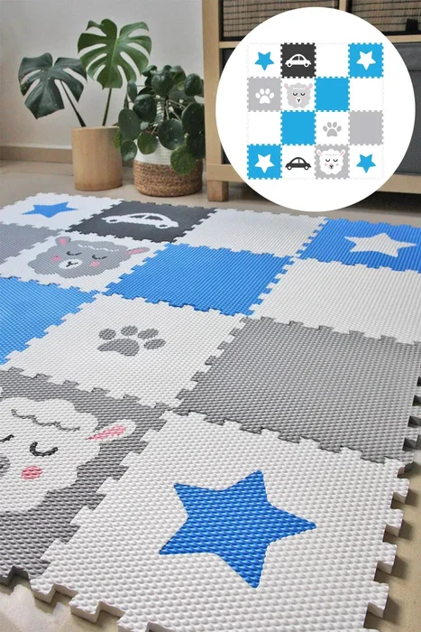 Minideckfloor podlaha 16 dílů s motivy zvířat a hraček