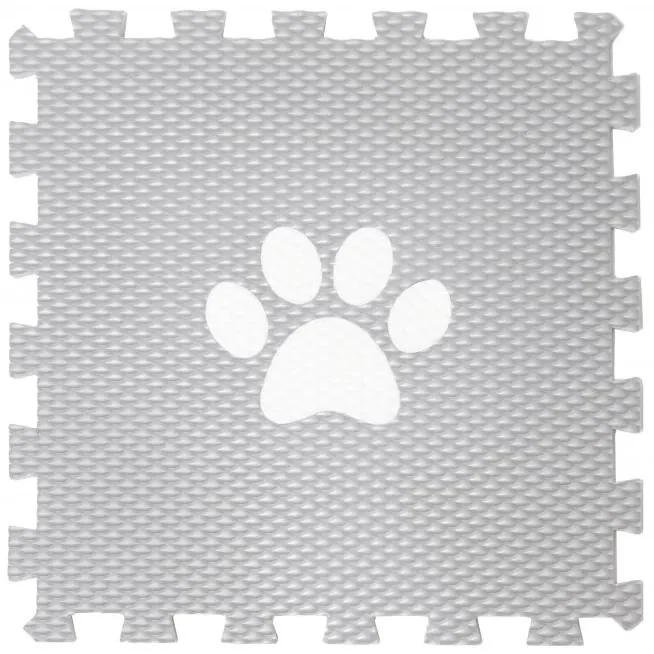 Minideckfloor s tlapkou - světle šedá s bílou dekorací