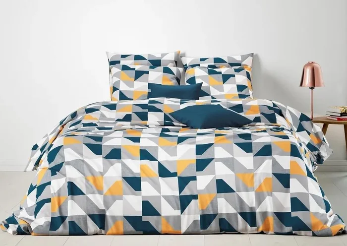 Mistral Home Soho povlečení 100% bavlna petrolejová a okrová 140x200/70x90 cm