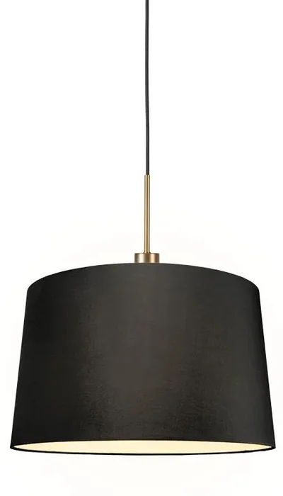 Moderní bronzové závěsné svítidlo s černým stínidlem 45 cm