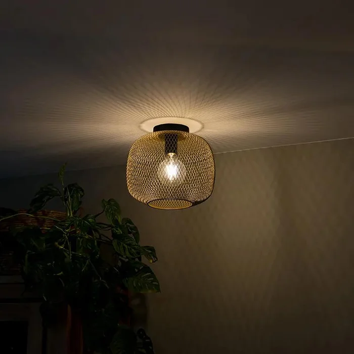 Moderní černé stropní svítidlo s pozlacenými akcenty Bliss Mesh