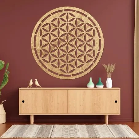 Moderní dřevěná mandala na stěnu