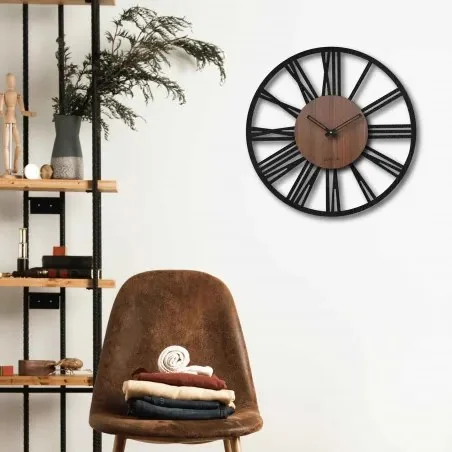 Moderní dřevěné nástěnné hodiny SENTOP HDFK028-orech wenge