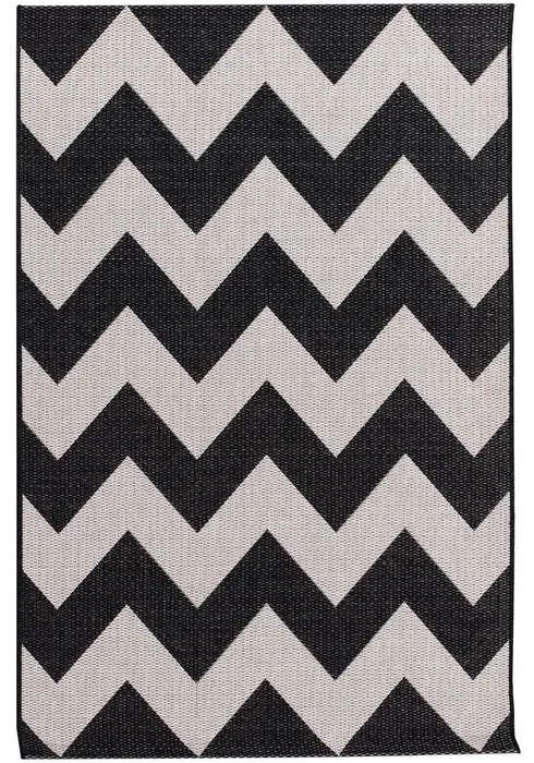 Moderní geometrický koberec Chevron černobéžový 160x230 cm