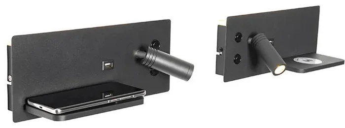Moderní sada nástěnných lamp s USB a bezdrátovým nabíjením