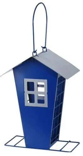 Modré kovové krmítko pro ptáky 21 cm