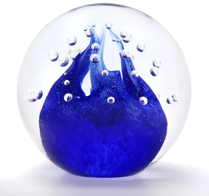 Modré skleněné těžítko 6 cm