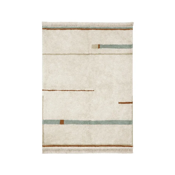 Modro-krémový ručně tkaný bavlněný koberec 140x200 cm Lanes Vintage Blue