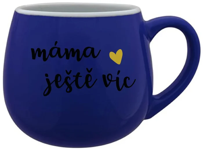 Modrý keramický hrníček MÁMA JEŠTĚ VÍC 300 ml