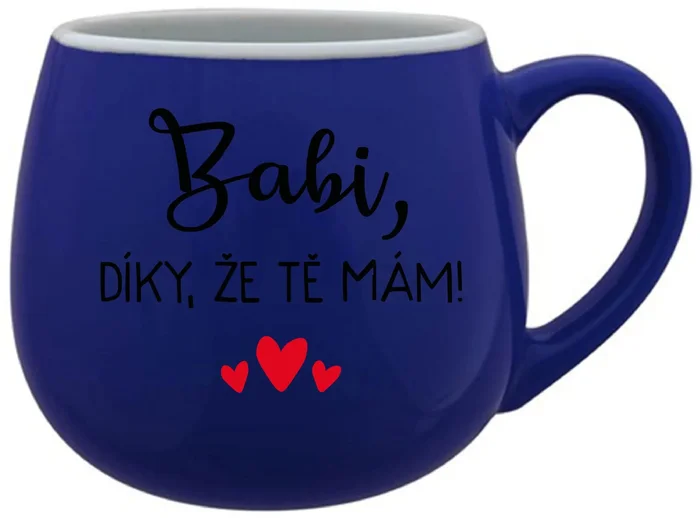 Modrý keramický hrníček s vtipným nápisem 300 ml