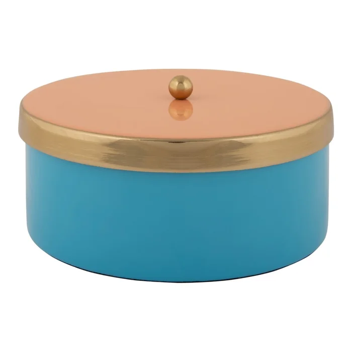 Modrý kovový úložný box 16x6 cm Double Funky