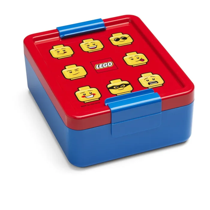 Modrý LEGO® svačinový box s červeným víčkem