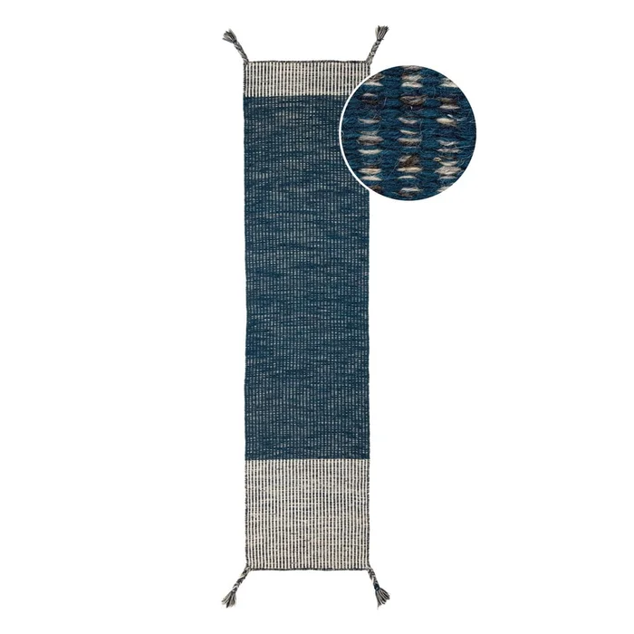 Modrý vlněný běhoun Flair Rugs Anu 60x200 cm