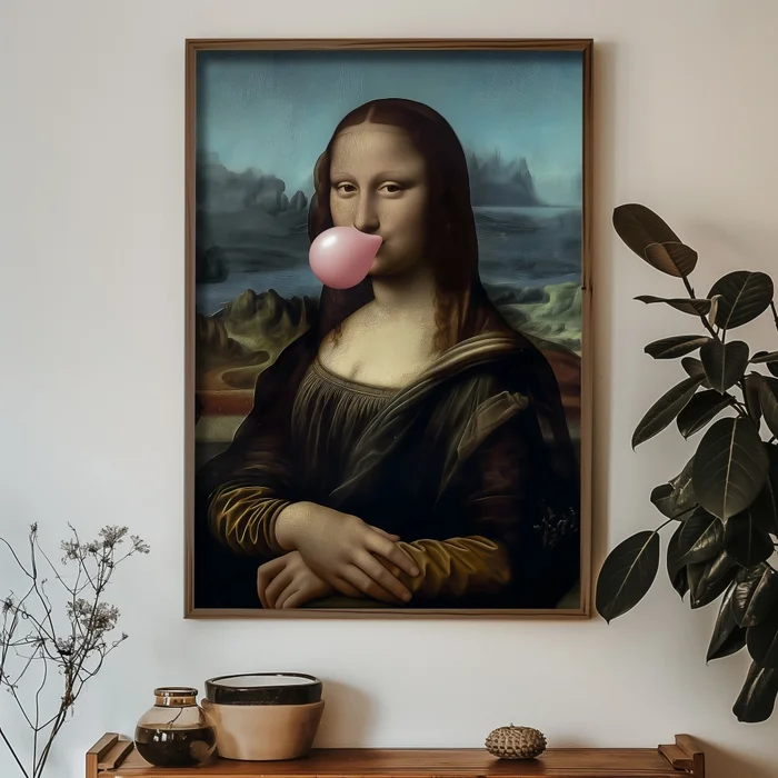Mona Lisa – dekorativní obraz s dřevěným rámem 35 × 47 cm
