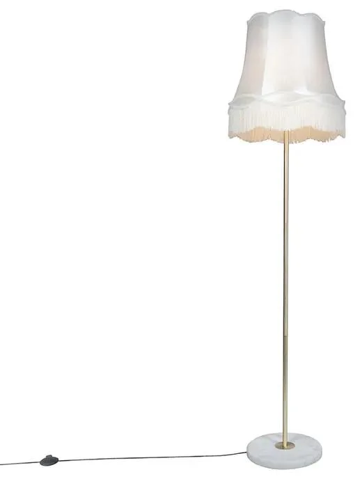 Mosazná stojací lampa s krémovým stínidlem