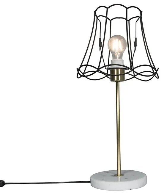 Mosazná stolní lampa Granny Frame s černým rámem