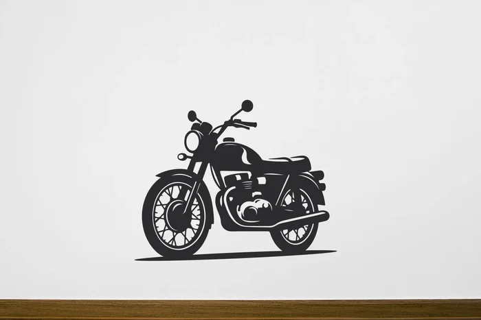 Motorka veterán samolepka na zeď 50x39 cm černá