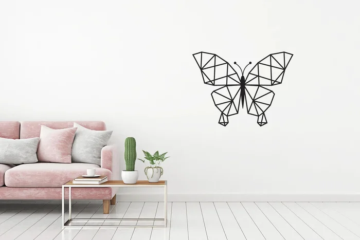 Motýl Geometrická Samolepka na Zeď 40x30 cm Černá
