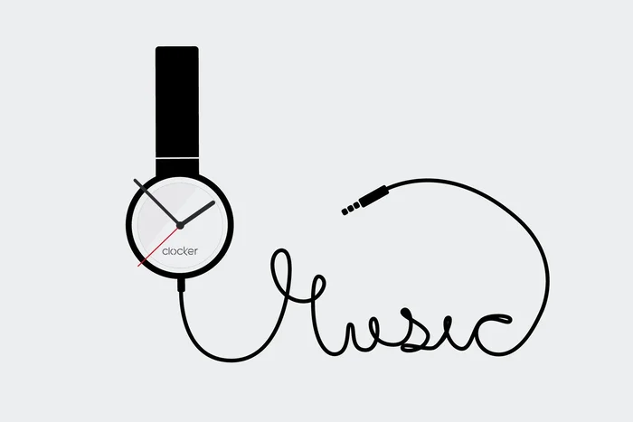 Nalepovací Hodiny Headphones s Bílým Ciferníkem