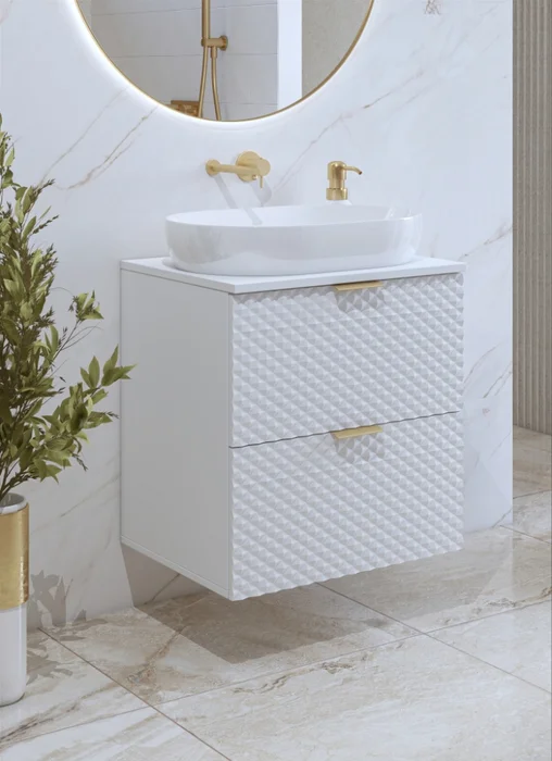 NALLON skříňka pod umyvadlo 60 cm 2S bílé pyramidky
