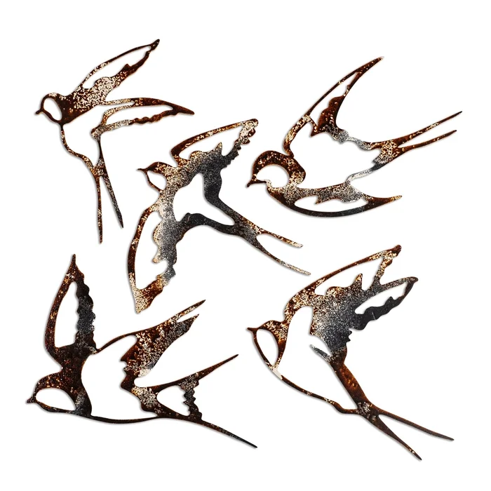 Nástěnná kovová dekorace Ptáci NN01665