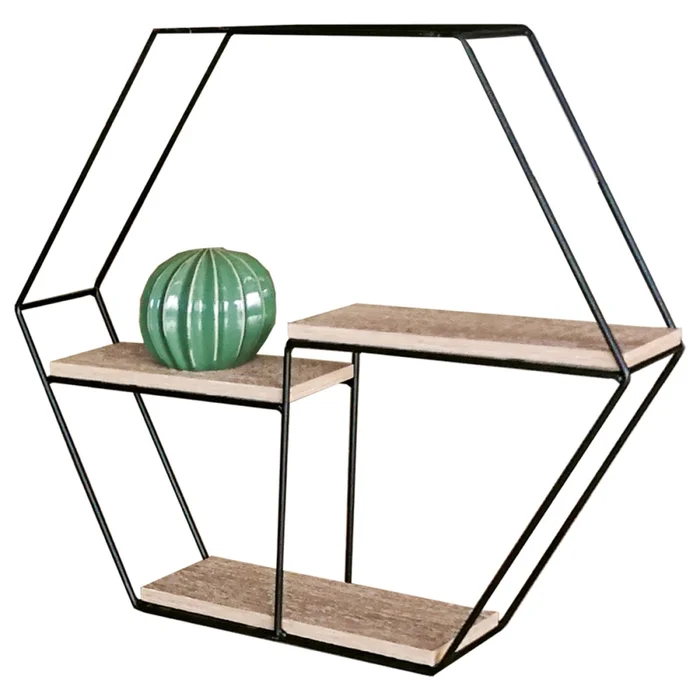 Nástěnná polička TORVEN 48 cm – kov/dub