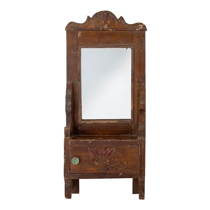 Nástěnné zrcadlo Sehar s dřevěným rámem 17,5x43 cm