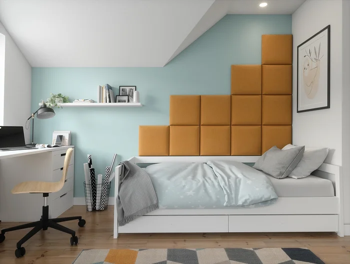 Nástěnný panel MATEO 200×160 cm – žlutá