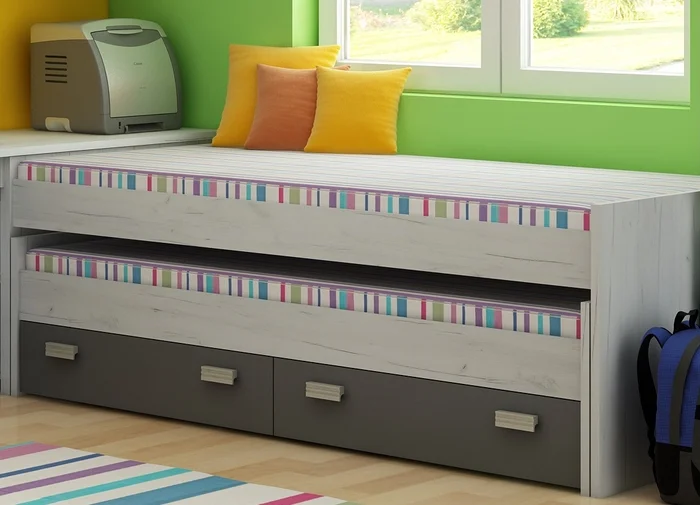 NELLORE Dvojpostel bez roštu craft bílá/grafit, pětiletá záruka