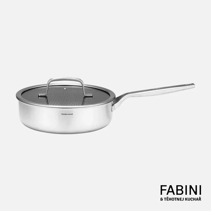 Nerezová hluboká pánev Fabini 24 cm s hybridním povrchem a poklicí