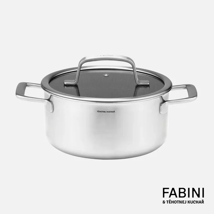 Nerezový kastrol Fabini 20 cm, 3 l s hybridním povrchem a poklicí