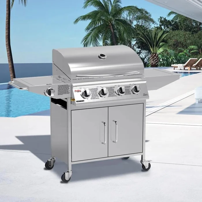 Nerezový plynový BBQ gril s bočním hořákem Avenberg Vermont