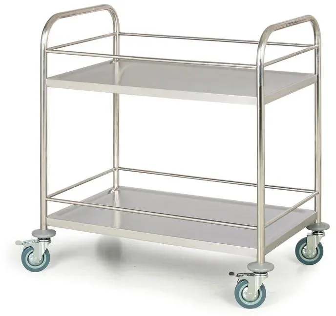 Nerezový policový vozík s dvěma policemi 710x410 mm