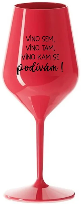 Nerozbitná červená sklenice na víno 470 ml