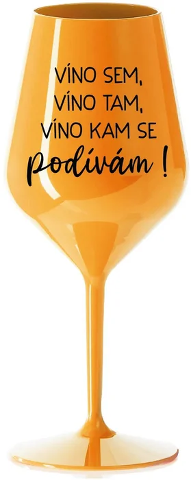 Nerozbitná oranžová sklenice na víno 470 ml