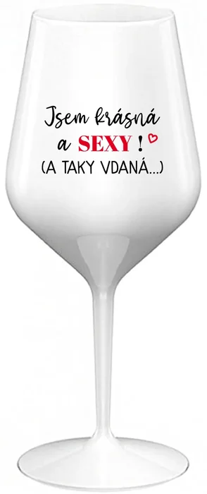 Nerozbitná sklenice na víno s motivem Žena a vdaná