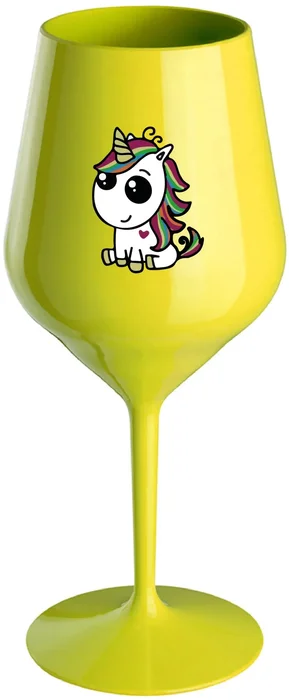 Nerozbitná žlutá sklenice na víno DUHOVÝ JEDNOROŽEC 470 ml