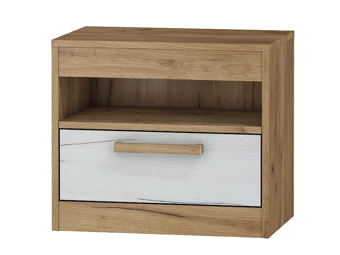 Noční stolek GATTON craft zlatý/bílý, 5 let záruky