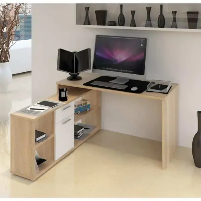 NOE NEW PC stůl – dub sonoma / bílá