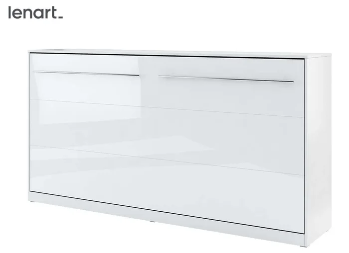 NOET VI 90x200 cm – výklopná postel, matný bílý korpus a lesklé čelo