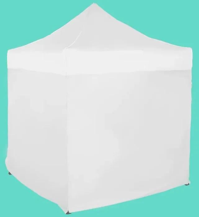 Nůžkový stan 2x2 m s ocelovou konstrukcí, bílý, s bočními plachtami