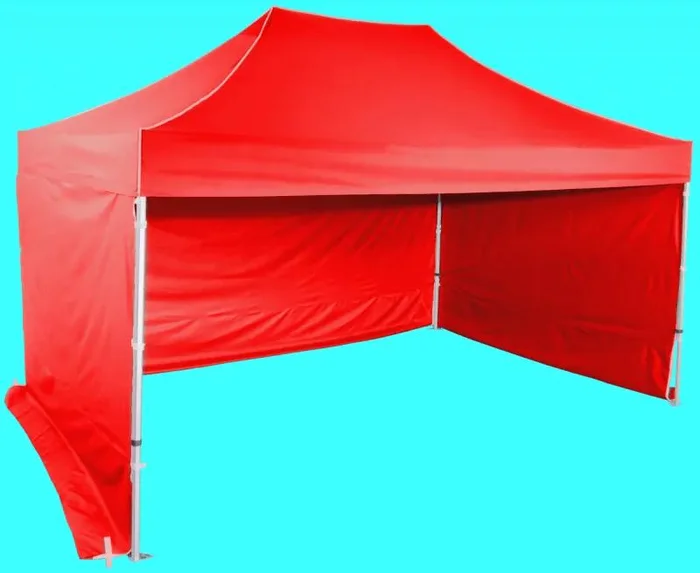Nůžkový stan 3x4,5 m, červený, hliníkový hexagon