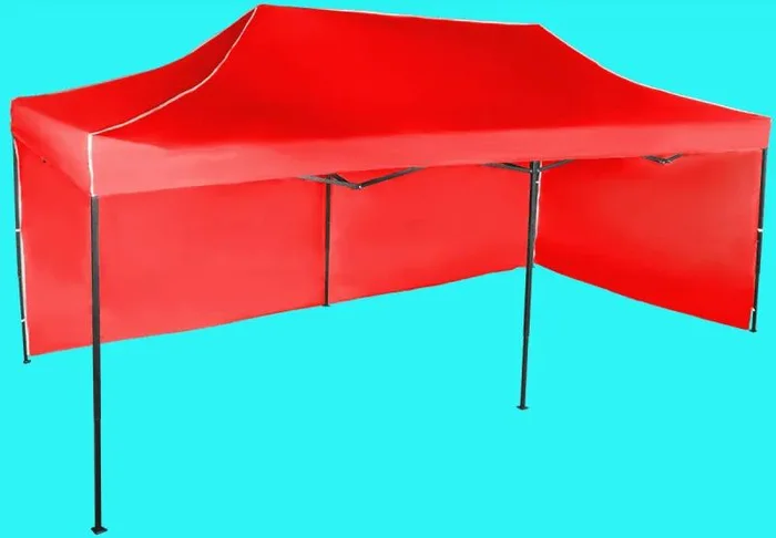 Nůžkový stan 3x6m s bočními plachtami, červený