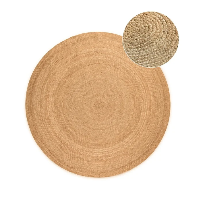 Oboustranný jutový kulatý koberec 140 cm Braided Gold