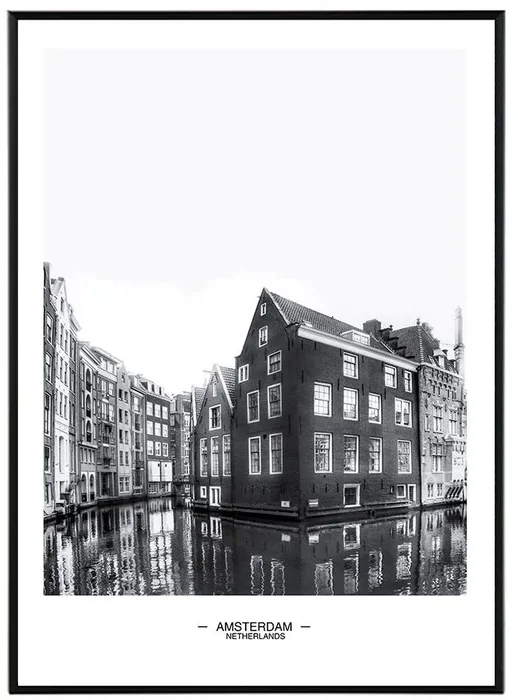 Obraz Amsterdam - Černobílá metropole 50x70 cm