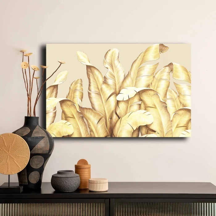Obraz na plátně se zlatými listy 45×70 cm