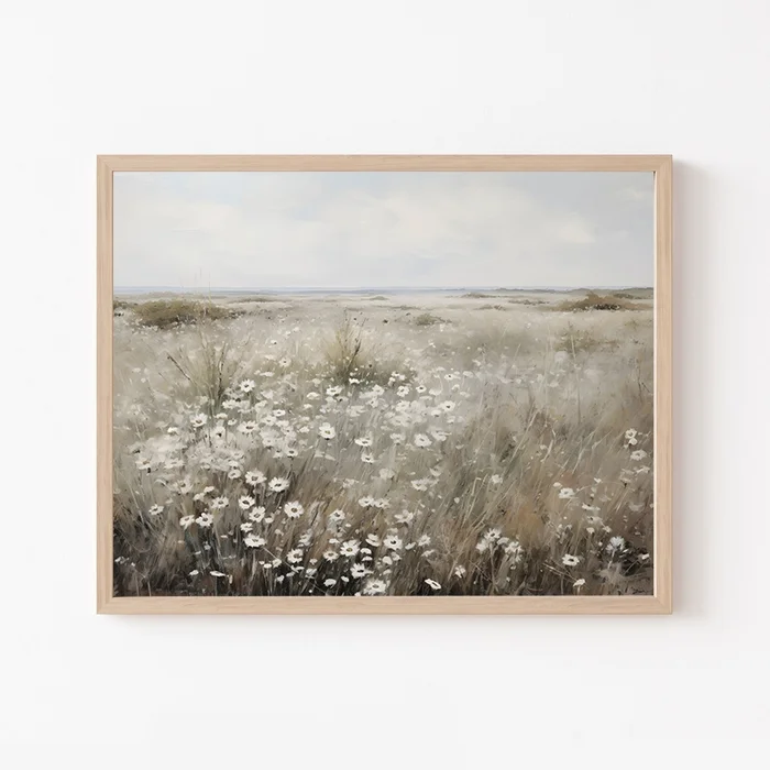 Obraz s kopretinami v dřevěném rámu 30 × 40 cm